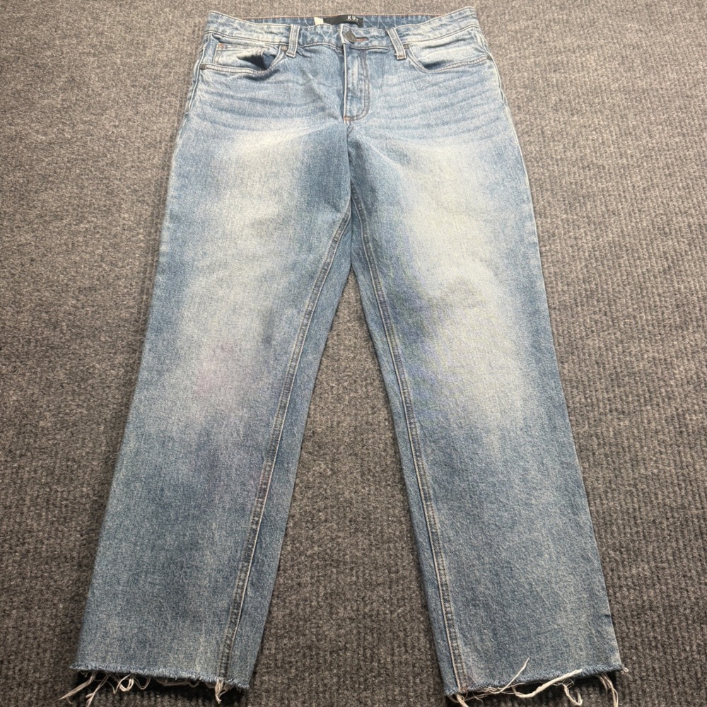 Kut from the Kloth Rachael Mom Jean Women 10 Blue Raw Hem Retro Casual Denim
